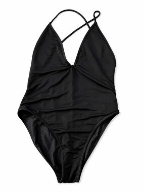 Los Angeles apparel Women’s Black One-Piece Swimsuit with Crisscross Back